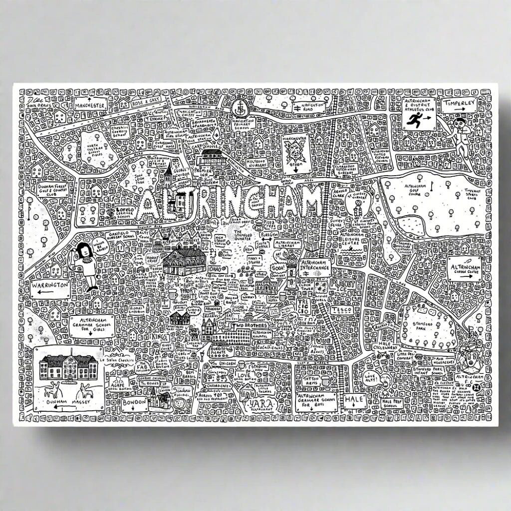 Altrincham Map by Dave Draws - Archival Giclée Print