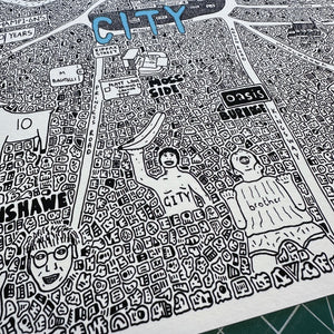 Manchester City Map by Dave Draws - Archival Giclée Print