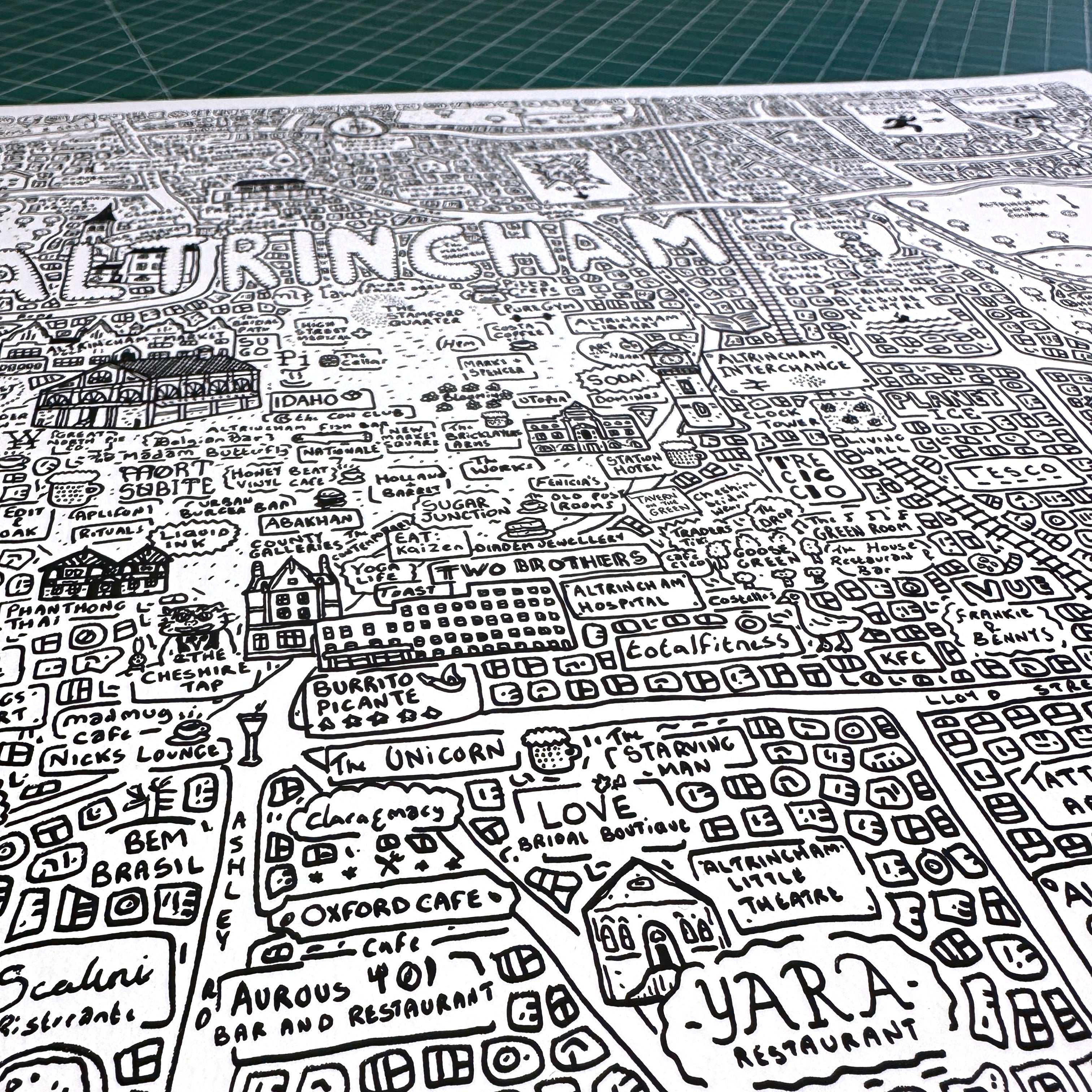 Altrincham Map by Dave Draws - Archival Giclée Print