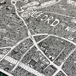 Salford Map by Dave Draws - Archival Giclée Print