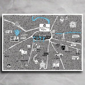 Manchester City Map by Dave Draws - Archival Giclée Print