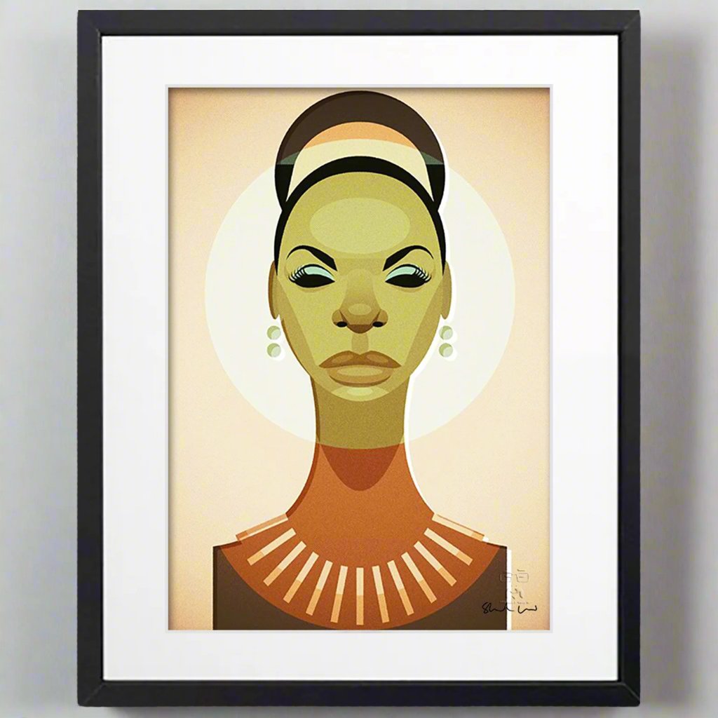 Nina Simone by Stanley Chow - Signed and stamped fine art print