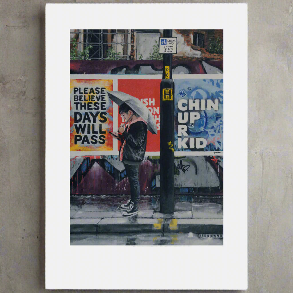 “Chin Up R Kid, Northern Quarter” (2020)  by Peter Davis - signed and stamped limited edition museum grade Giclée print