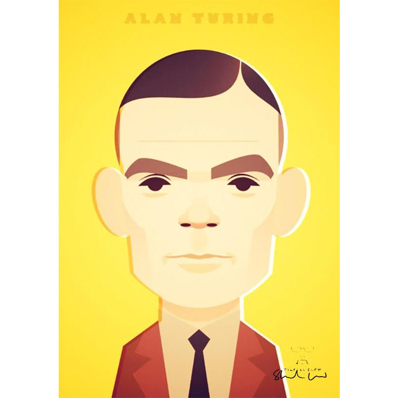 Alan Turing by Stanley Chow - Signed and stamped fine art print - Egoiste Gallery - Art Gallery in Manchester City Centre