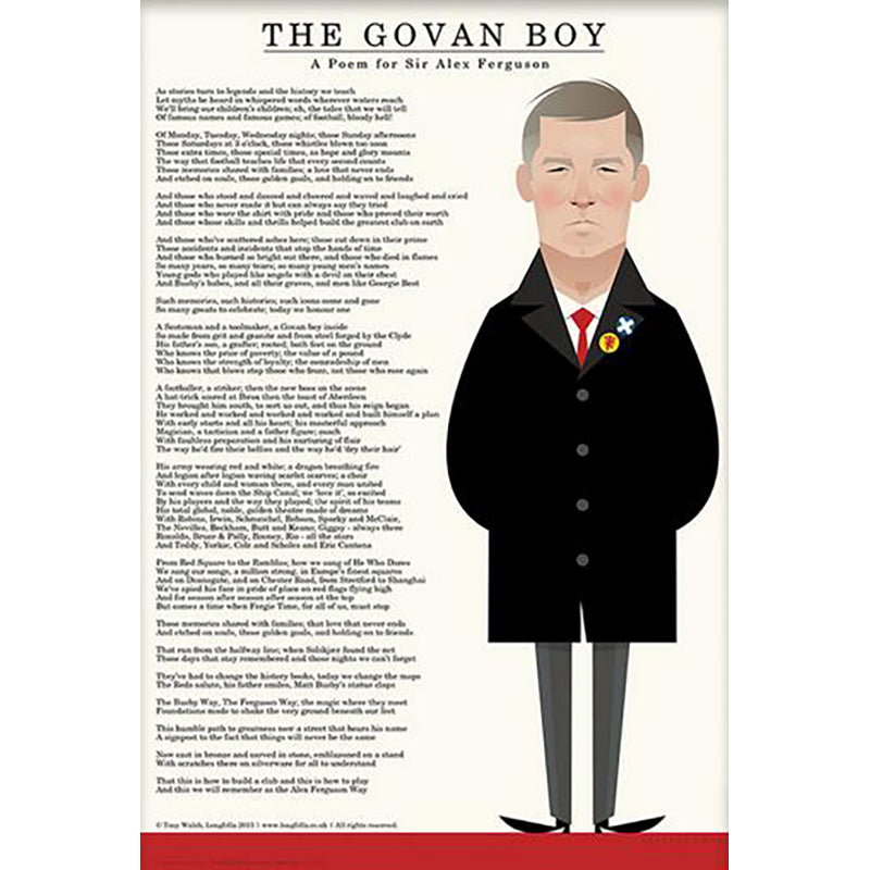 The Govan Boy (A poem for Sir Alex Ferguson) by Stanley Chow - Signed and stamped fine art print